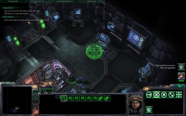 Komplettlösung zu StarCraft 2 : Diese grün markierten Sicherheitsterminals können übernommen werden.